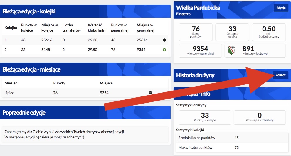 Historia Twojej drużyny