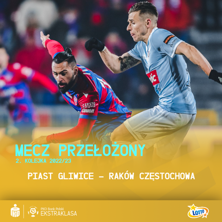 Mecz Piasta z Rakowem przełożony